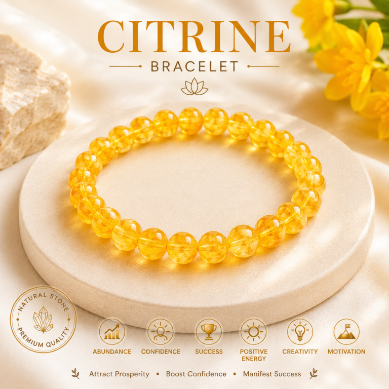 Natural Citrine Bracelet – Golden Crystal for Abundance, Confidence & Positive Energy