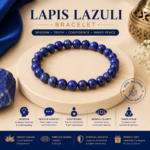 Lapis Lazuli Bracelet – A Stone That Has Inspired Kings, Scholars & Seekers Few gemstones have a history as remarkable as Lapis Lazuli. Treasured since ancient civilizations, this striking deep-blue stone has been worn by royalty, artists and spiritual practitioners for centuries. Its intense blue colour, often highlighted with shimmering golden pyrite inclusions, gives it an appearance unlike almost any other gemstone. Today, Lapis Lazuli remains one of the most admired crystals for those seeking jewellery that combines natural beauty with meaningful symbolism. Why Do People Wear Lapis Lazuli? In crystal and spiritual traditions, Lapis Lazuli is commonly associated with: Wisdom – Traditionally linked with learning, knowledge and better understanding Truth & Honesty – Symbolically connected with authentic communication Confidence – Often chosen to encourage self-expression Mental Clarity – Popular during study, planning and decision-making Inner Peace – Used in meditation and mindfulness practices Creative Expression – Favoured by artists, writers and creators Naturally Beautiful in Every Bead Lapis Lazuli is loved for its unmistakable appearance. Each bracelet may feature: Rich royal blue colour Deep navy blue shades Natural golden pyrite flecks Soft white calcite patterns Unique natural stone textures No two bracelets are exactly alike, making every piece one of a kind. Designed for Everyday Elegance Its luxurious blue colour makes the bracelet suitable for nearly every occasion. Wear it: At work During important meetings With traditional attire With casual outfits During meditation During journaling or study While travelling As a meaningful daily accessory Who Is This Bracelet For? This bracelet is ideal for people who: Love premium blue gemstones Prefer elegant everyday jewellery Practice meditation or mindfulness Appreciate meaningful crystal jewellery Are students, teachers or professionals Enjoy collecting natural crystals Want a thoughtful gift with timeless appeal A Meaningful Gift for Every Occasion The Lapis Lazuli Bracelet makes an excellent gift for: Birthdays Graduations New jobs Promotions Business owners Students Teachers Writers Spiritual practitioners Friends and family Its rich blue appearance and symbolic meaning make it a gift that feels both luxurious and personal. Product Details Product: Lapis Lazuli Bracelet Price: ₹1,599 Stone: Natural Lapis Lazuli Colour: Royal blue, deep blue with natural golden pyrite inclusions Style: Beaded crystal bracelet Traditional Association: Wisdom, truth, confidence, communication and inner peace Common Chakra Association: Throat Chakra & Third Eye Chakra Ideal For: Everyday wear, meditation, spiritual practice, study and gifting Natural Variation Notice: As a natural gemstone, colour, pyrite inclusions, white calcite patterns and texture may vary, making every bracelet unique. Care Instructions: Avoid prolonged exposure to perfumes, chemicals and excessive moisture. Store separately in a soft pouch to preserve the stone's natural finish. Disclaimer: Crystal properties and chakra associations are based on traditional and metaphysical beliefs. They are not scientifically established medical benefits and are not intended to diagnose, treat, cure or prevent any physical or psychological condition.
