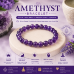 Natural Amethyst Bracelet For Calm, Protection & Inner Peace